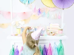 Papieren Waaiers Lichtgeel Goud Set 23-40cm 3 delig