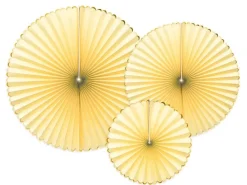 Papieren Waaiers Lichtgeel Goud Set 23-40cm 3 delig