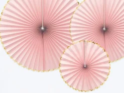 Papieren Waaiers Lichtroze Goud Set 23-40cm 3 delig