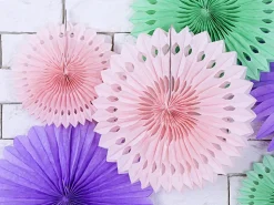 Papieren Waaiers Lichtroze Pastel Set 20-30cm 3 delig