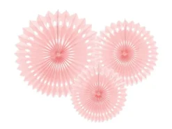 Papieren Waaiers Lichtroze Pastel Set 20-30cm 3 delig