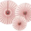 Papieren Waaiers Lichtroze Set 23-40cm 3 delig