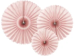 Papieren Waaiers Lichtroze Set 23-40cm 3 delig