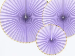 Papieren Waaiers Lila Goud Set 23-40cm 3 delig