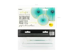 Papieren Waaiers Mintgroen Goud Set 23-40cm 3 delig