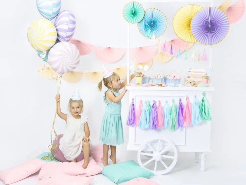Papieren Waaiers Mintgroen Goud Set 23-40cm 3 delig