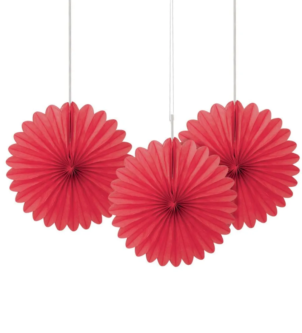 Papieren Waaiers Rood 15cm 3st
