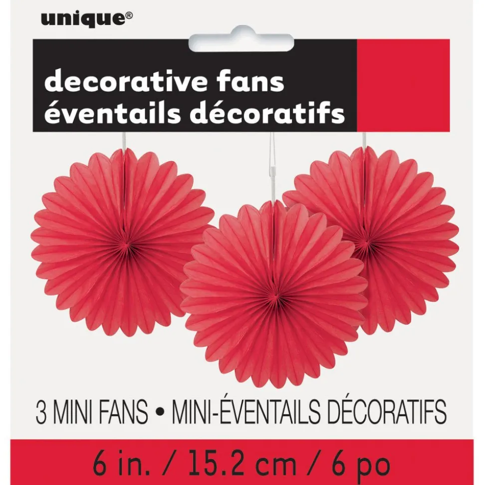 Papieren Waaiers Rood 15cm 3st