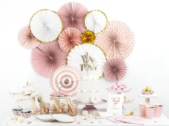 Papieren Waaiers Roze Set 13-32cm 3 delig