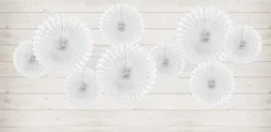 Papieren Waaiers Wit Set 20-30cm 3 delig
