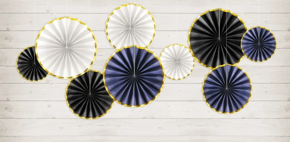 Papieren Waaiers Wit Set 23-40cm 3 delig