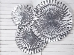 Papieren Waaiers Zilver Folie Set 23-40cm 3 delig