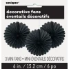 Papieren Waaiers Zwart 15cm 3st