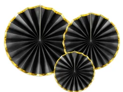 Papieren Waaiers Zwart Set 23-40cm 3 delig