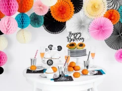 Papieren Waaiers Zwart Wit Set 25-40cm 5 delig