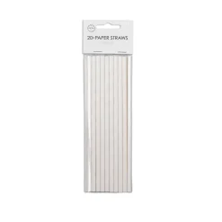 Papieren Witte Rietjes 19,7cm 20st