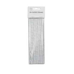 Papieren Zilveren Metallic Rietjes 19,7cm 20st