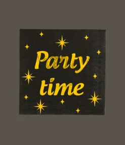 Party Servetten Zwart Goud 19cm 16st