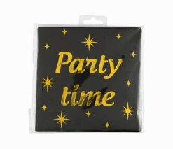 Party Servetten Zwart Goud 19cm 16st