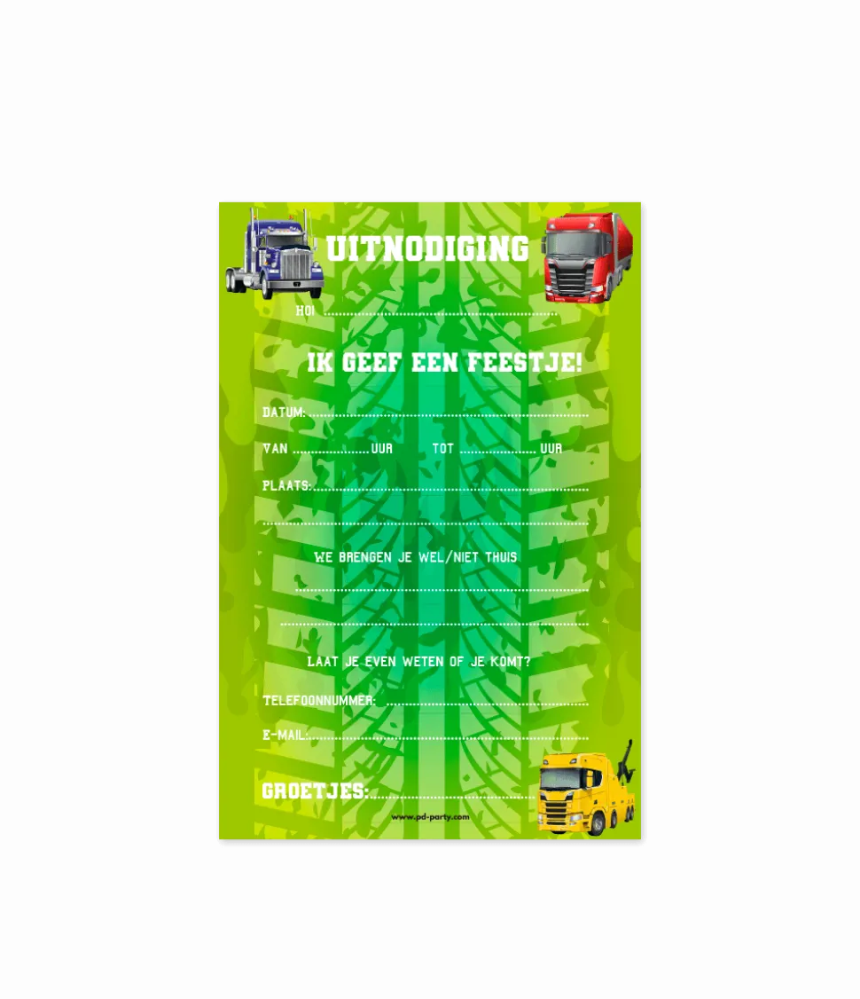Party Uitnodigingen Trucks 16cm
