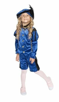Pietenpak Kind Velours Blauw/Zwart