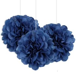 Pompon Blauw 20cm 3st