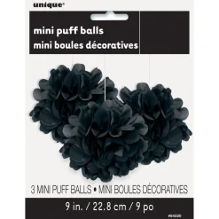 Pompon Zwart 20cm 3st