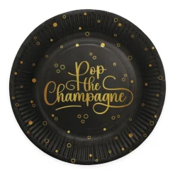 Pop The Champagne Borden Zwart Goud 23cm 8st
