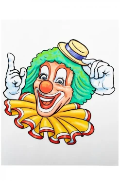 Raamsticker Clown Gele Hoed 40cm