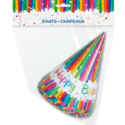 Rainbow Birthday Party Ribbons Hoeden 8st