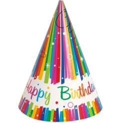 Rainbow Birthday Party Ribbons Hoeden 8st