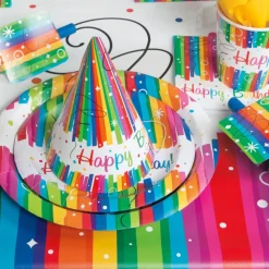 Rainbow Birthday Party Ribbons Hoeden 8st
