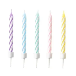 Regenboog Kaarsen Spiraal Pastel 7,5cm 10st