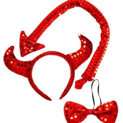 Rode Accessoireset Duivel Pailletten