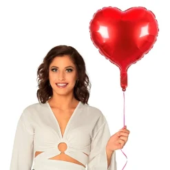 Rode Helium Ballon Hart Leeg 45cm
