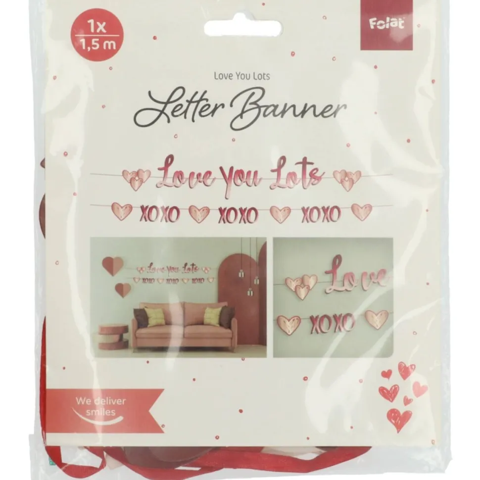 Rood Roze Letterslinger Love You Lots 1,50m 2st