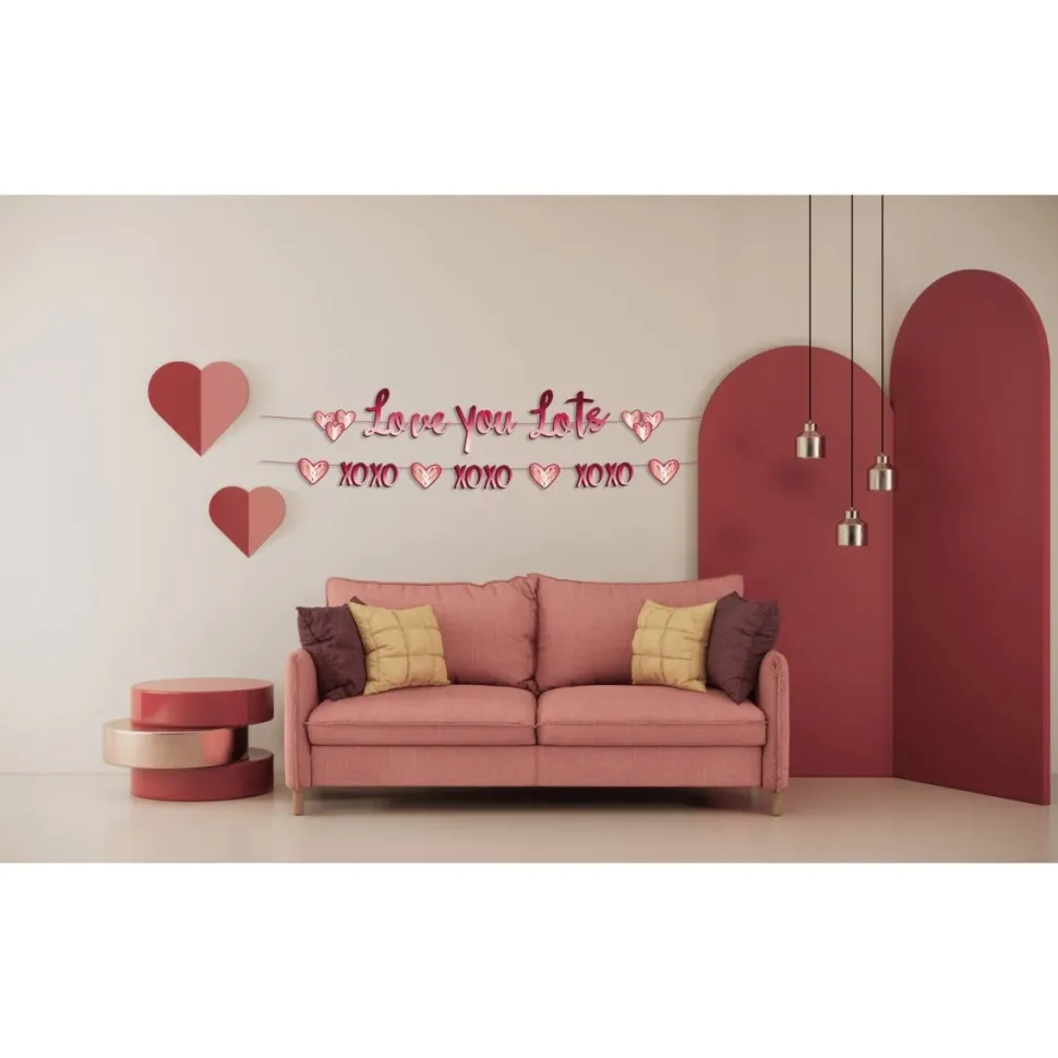 Rood Roze Letterslinger Love You Lots 1,50m 2st