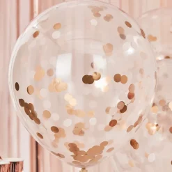 Rose Gouden Confetti Ballonnen 61cm 3st