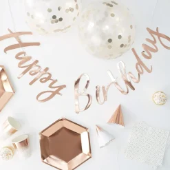 Rose Gouden Happy Birthday Decoratie Set 6 delig