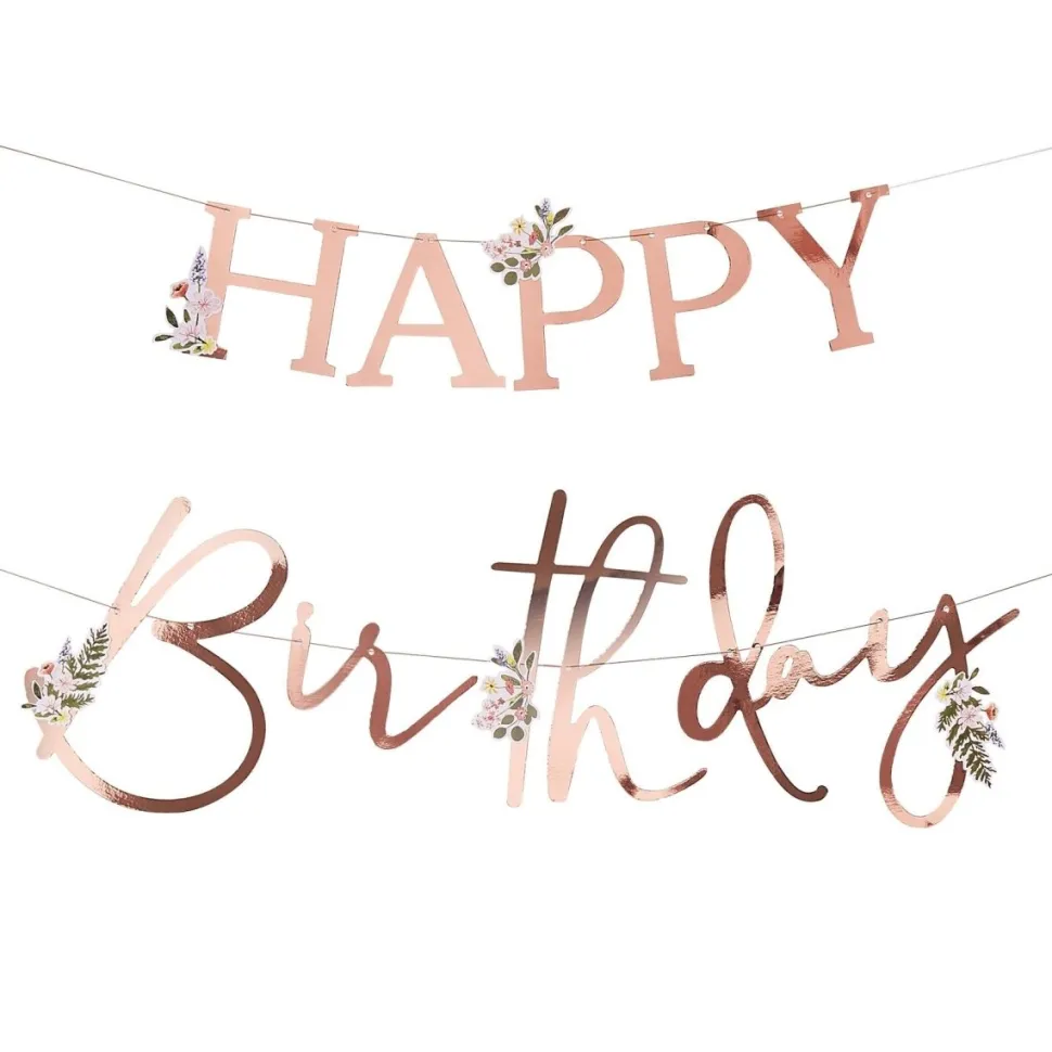 Rose Gouden Happy Birthday Letterslinger 2m