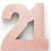 Rose Goud Tafeldecoratie Cijfer 21 Glitter 20,5cm