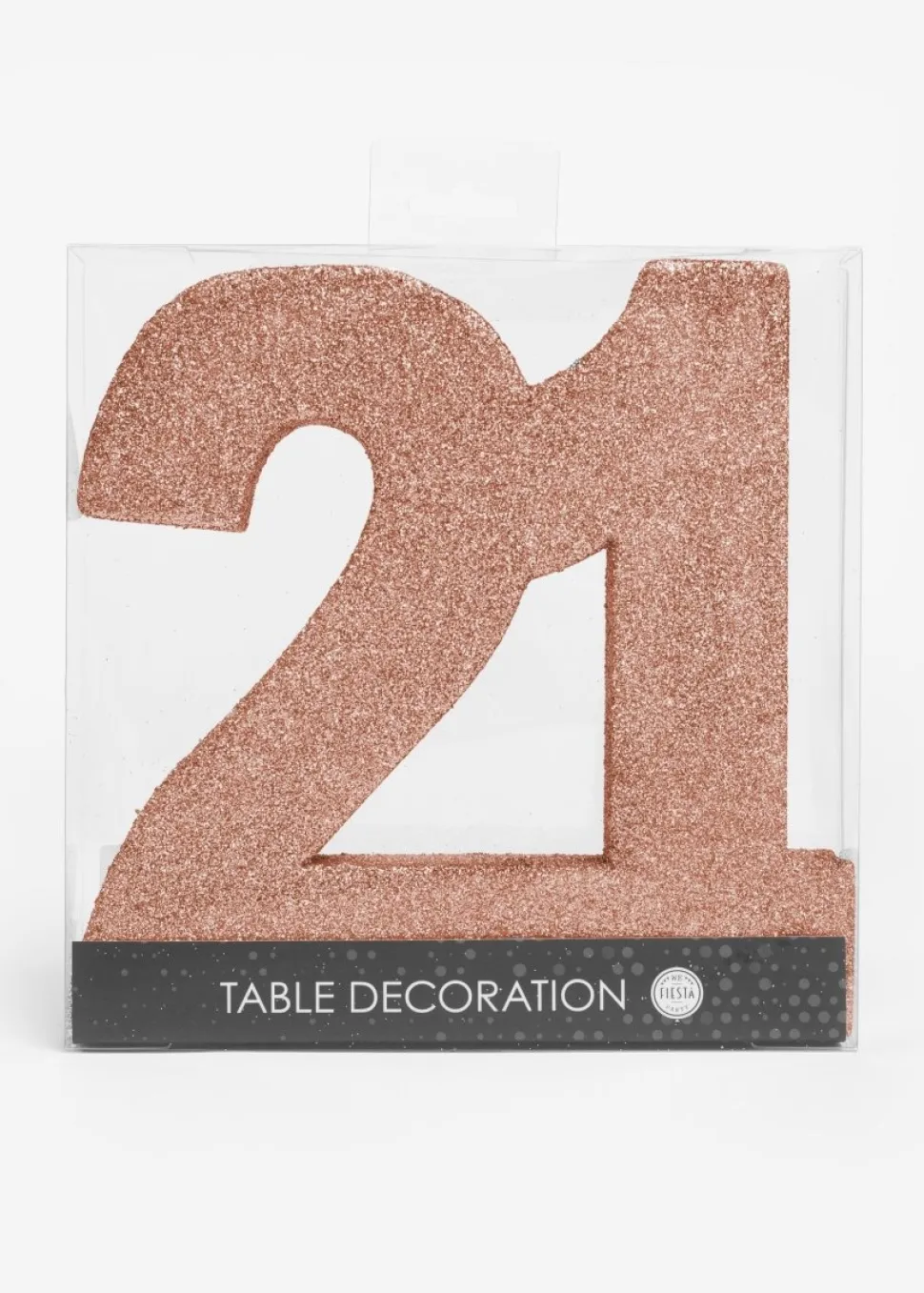Rose Goud Tafeldecoratie Cijfer 21 Glitter 20,5cm