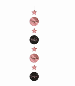 Rose Goud Zwarte Hangdecoratie Congrats 1,2m