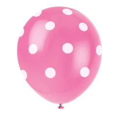 Roze Ballonnen Witte Stippen 30cm 6st