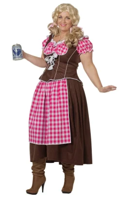 Roze Dirndl Jurk Oktoberfest Dames Lang
