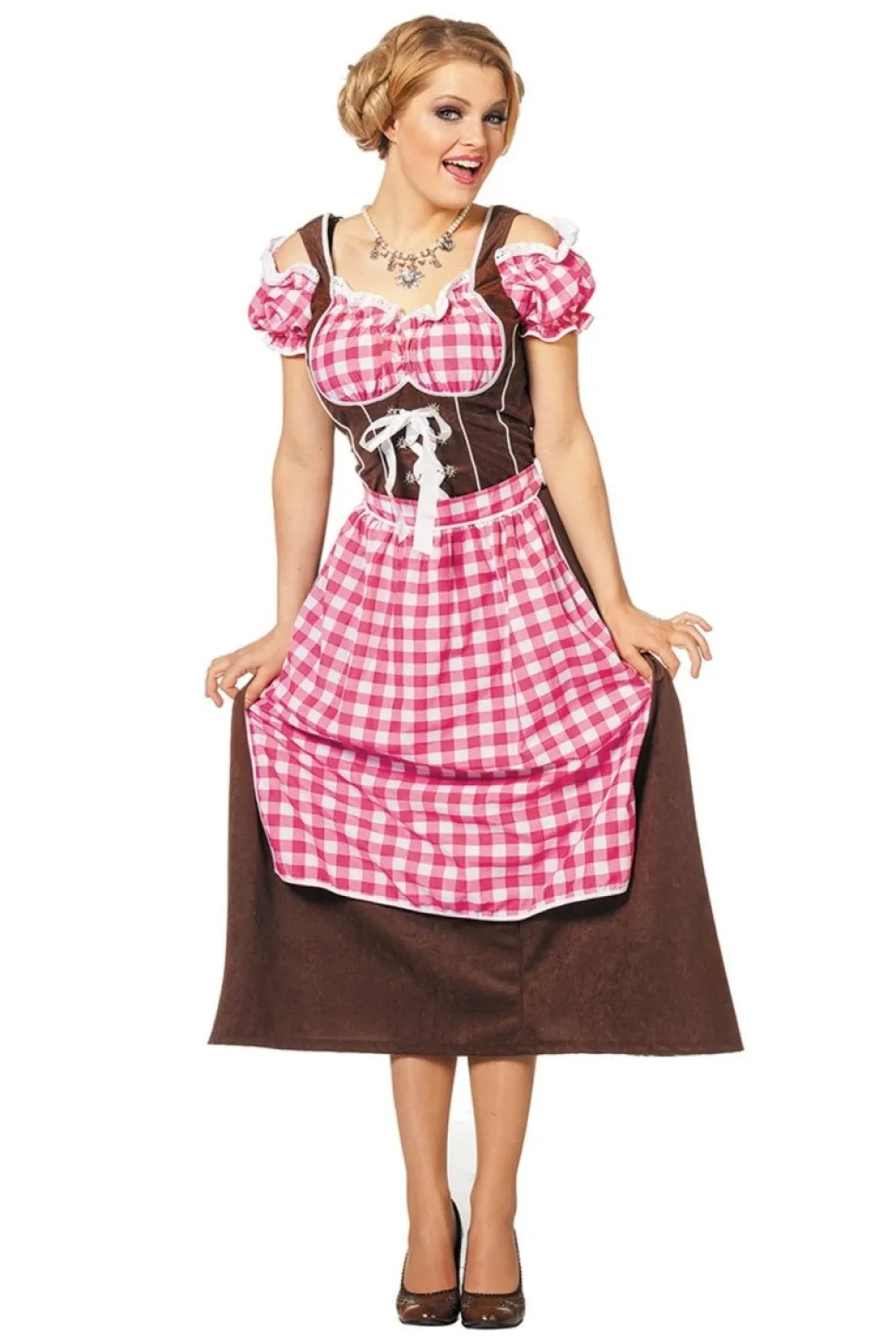 Roze Dirndl Jurk Oktoberfest Dames Lang