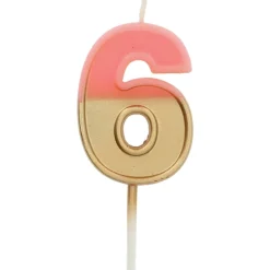 Roze Kaars 6 Jaar Retro