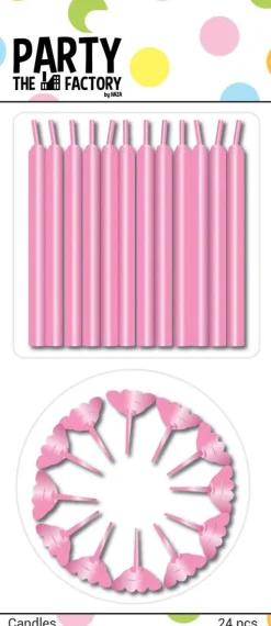 Roze Kaarsjes Houders 6cm 24st
