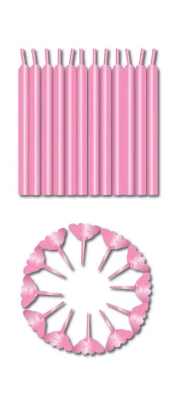 Roze Kaarsjes Houders 6cm 24st