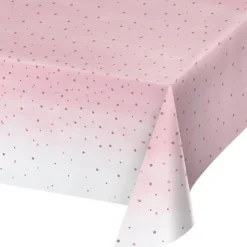 Roze Tafelkleed Stippen Plastic 2,59m